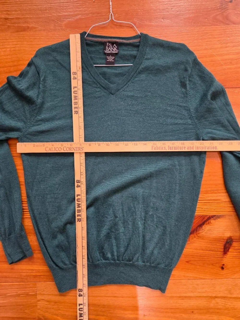 Men’s Jos. A. Bank Travelers Large Merino Wool V-Neck Pullover Sweater Green
